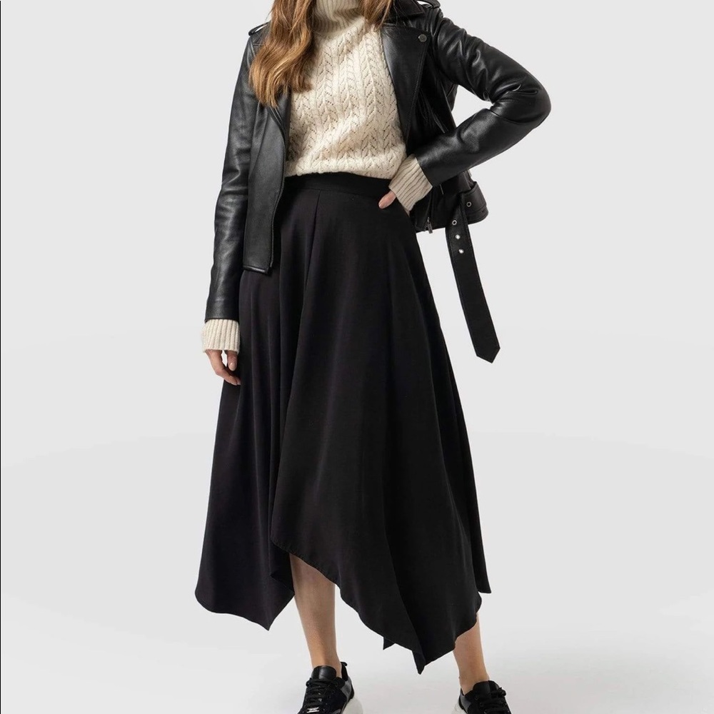 SAINT + SOFIA | Soho Black Hankerchief Skirt women’s 8